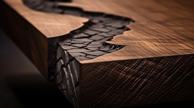 Detailliertes Makrobild eines Designer-Tisches aus massivem Holz Platz für Text