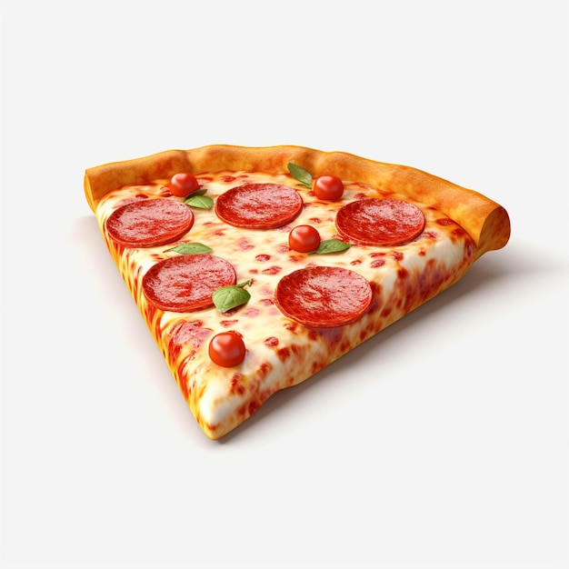 Detailliertes süßes 3D-Stil-Design einer Pizzascheibe