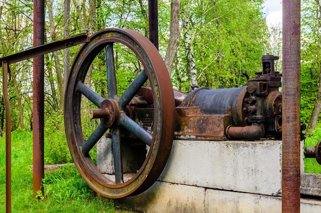 Details der alten Dampfdreschmaschine Landmaschinen