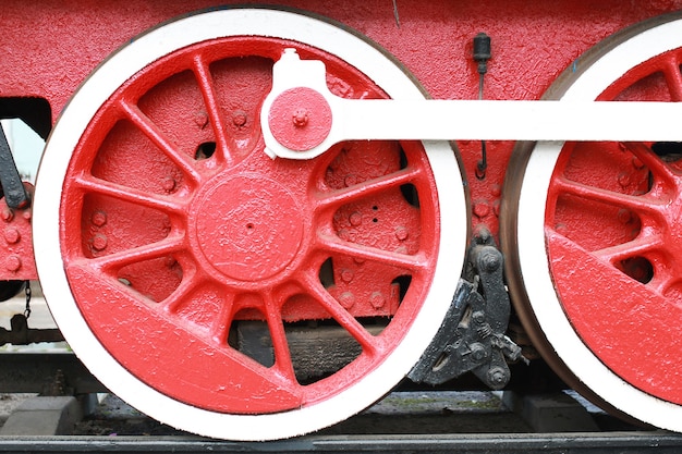 Details zu den Metallteilen des alten Vintage-Eisenbahnzuges