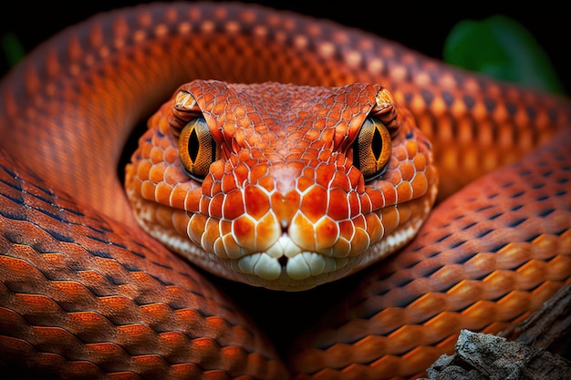 Detalhe aproximado da cobra vermelha