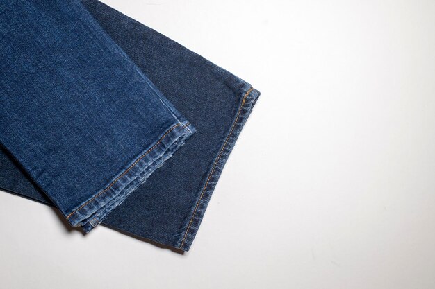 Detalhe aproximado do fundo de textura de tecido jeans azul