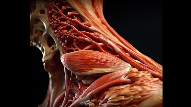 Detalhe da anatomia humana das artérias musculares do ombro
