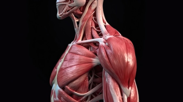 Detalhe da anatomia humana das artérias musculares do ombro