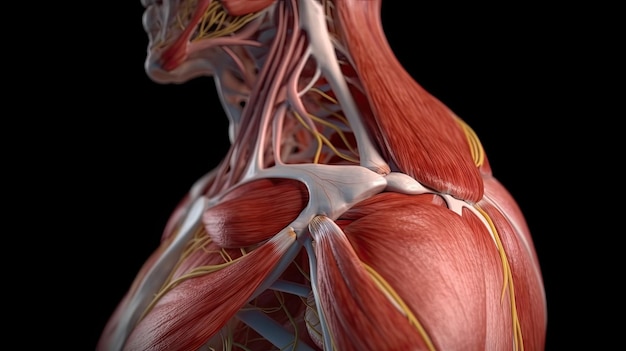 Detalhe da anatomia humana das artérias musculares do ombro