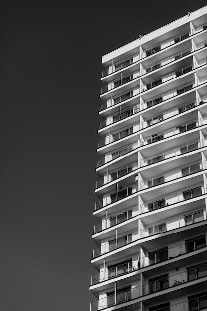 Detalhe da arquitetura moderna fachada edifício imagem preto e branco