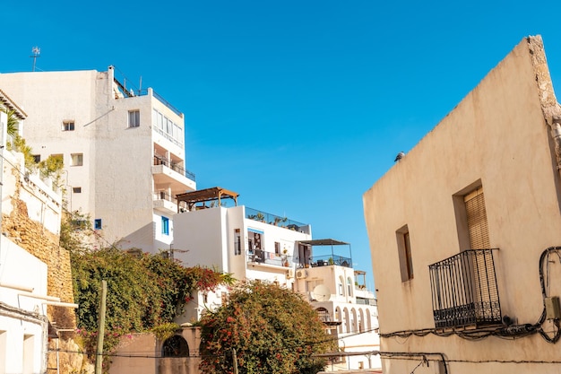 Detalhe da casa Mojacar de casas brancas no topo da montanha