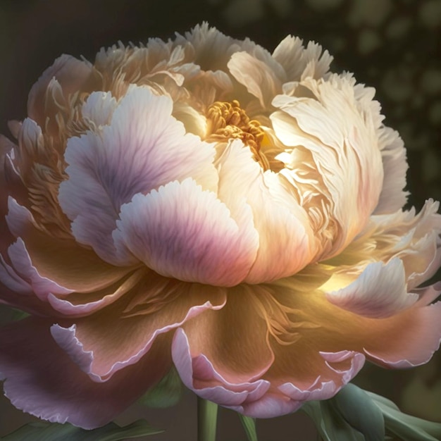 Detalhe da flor de peônia Flor de peônia pastel em flor
