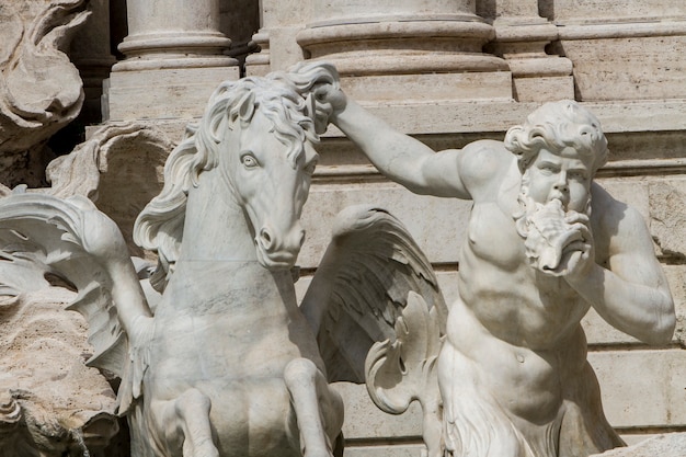 Detalhe da fonte de Trevi em Roma, Itália