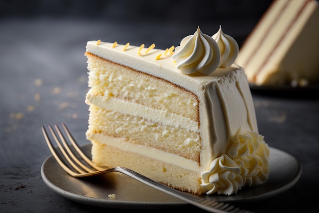 Detalhe da imagem para close do delicioso bolo de creme de baunilha