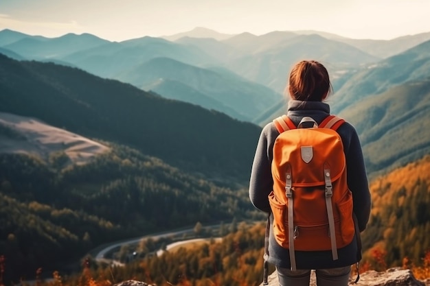 Detalhe da mochila do turista por trás da IA generativa