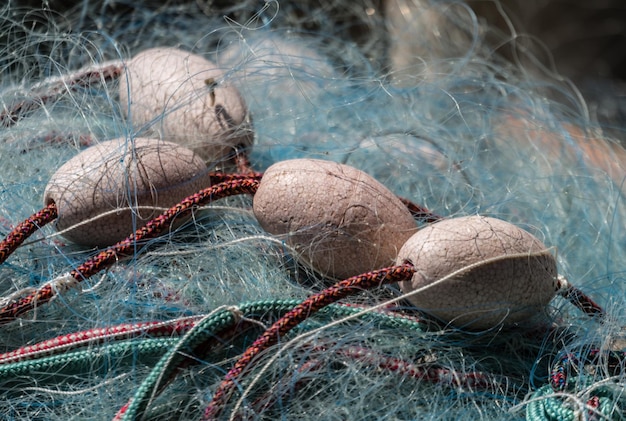 Detalhe da rede de pesca do pescador