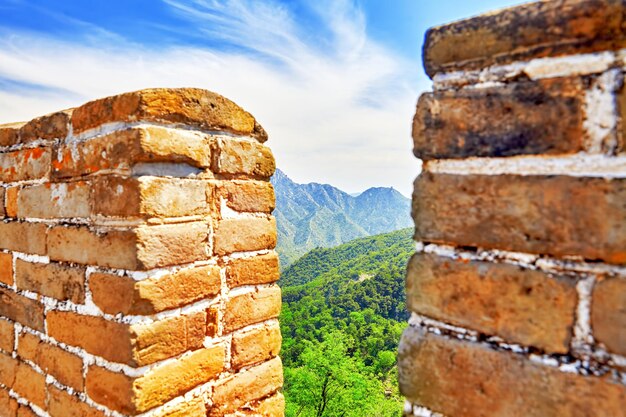 Foto detalhe da seção mitianyu da grande muralha da china