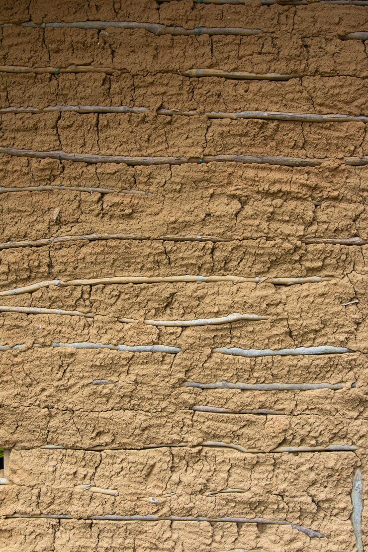 Detalhe da textura da parede de uma típica casa de barro