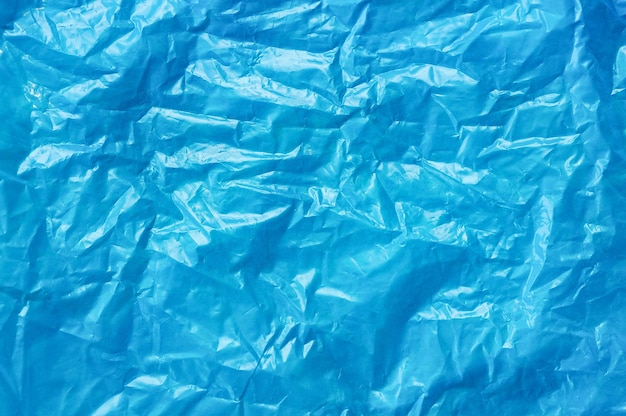 Detalhe da textura do saco de plástico azul