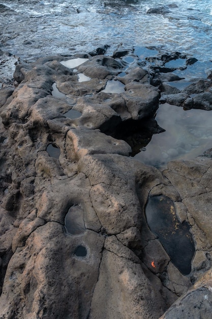 Detalhe das pedras vulcânicas em Charco Manso na ilha de El Hierro Ilhas Canárias