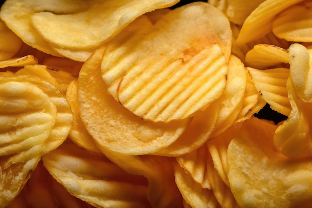 Detalhe de batata frita com visão detalhada de sua textura e sabor