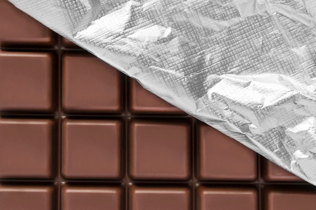 Detalhe de chocolate desembrulhado
