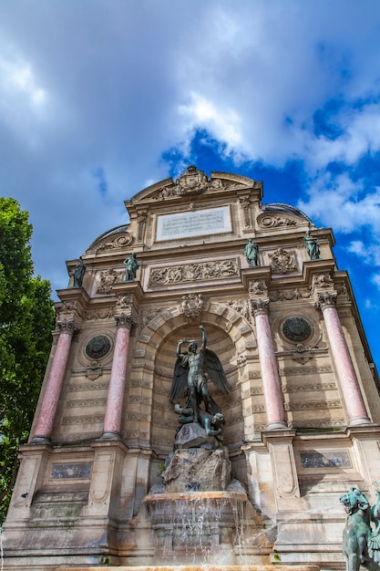 Detalhe, de, fontaine, são, michel, em, paris, frança