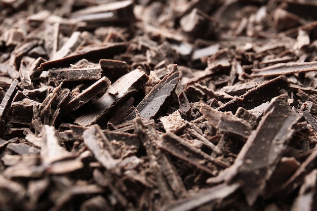 Detalhe de lascas de chocolate escuro