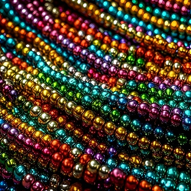 Detalhe de miçangas multicoloridas como macro de fundo