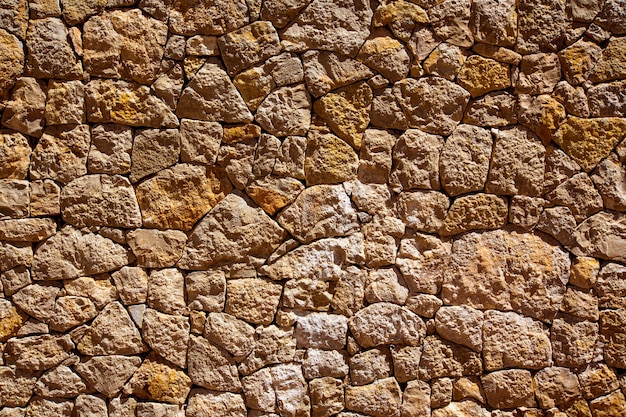 Detalhe de parede de alvenaria Ibiza do Mediterrâneo stonewall