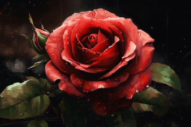 Detalhe de roseira vermelha Gerar Ai