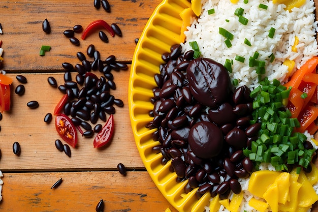 Detalhe de um prato típico brasileiro arroz e feijão deliciosamente pronto para ser saboreado Gerado por IA