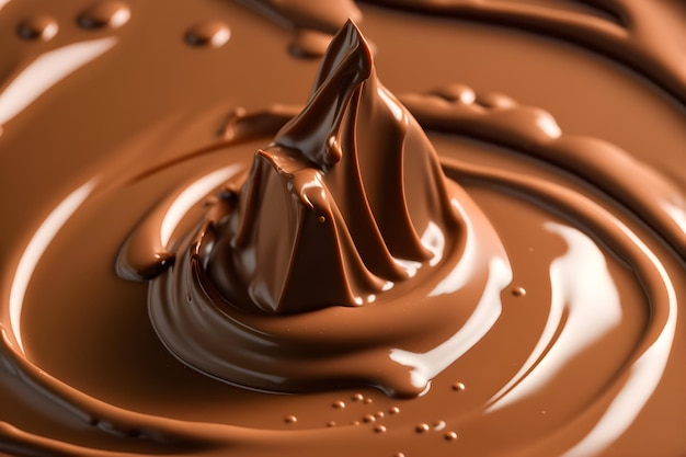 Detalhe de uma barra de chocolate com um pequeno cone no meio