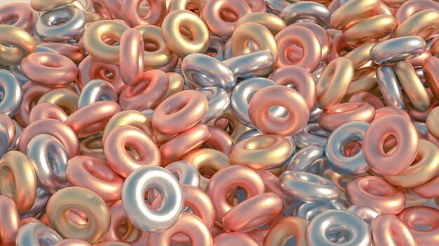 Detalhe do anel de fundo de metal. Ilustração 3D, renderização em 3D.