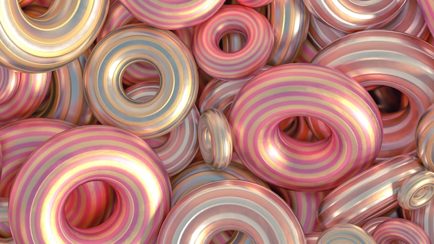 Detalhe do anel de fundo de metal. Ilustração 3D, renderização em 3D.