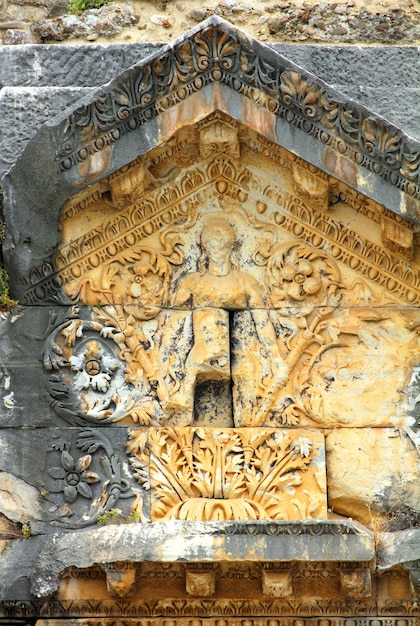 Detalhe do antigo anfiteatro em aspendos