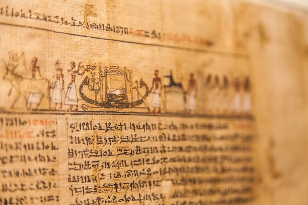 Foto detalhe do antigo livro dos mortos (1070 ac), tebas - egito