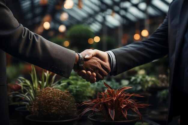 Foto detalhe do empresário handshake generative ai