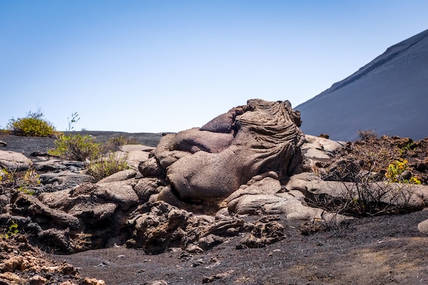 Detalhe do fluxo de lava no vulcão Pico do Fogo, Cabo Verde, África