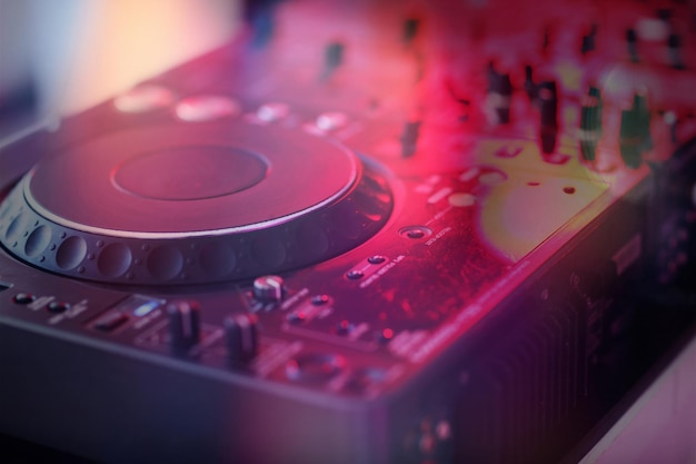 Detalhe do mixer de DJ