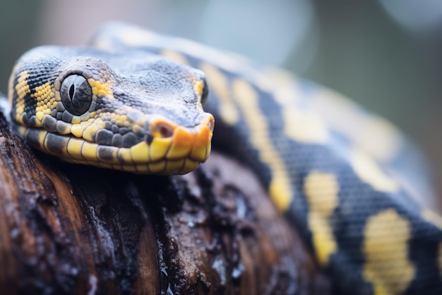 Foto detalhe do olho da anaconda no habitat natural