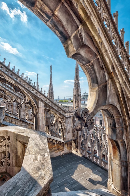 Detalhe do telhado da Catedral de Milão Itália