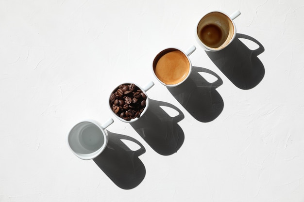Detalhe dos grãos de café torrados - vista superior
