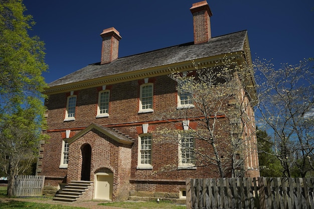 Detalhe histórico das casas de Yorktown Virginia