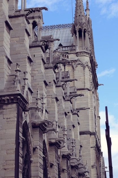 Detalhes arquitetônicos da Catedral Notre Dame de Paris