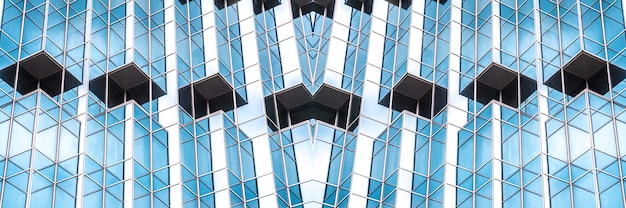 Detalhes da arquitetura Edifício moderno Fachada de vidro Plano de fundo empresarial