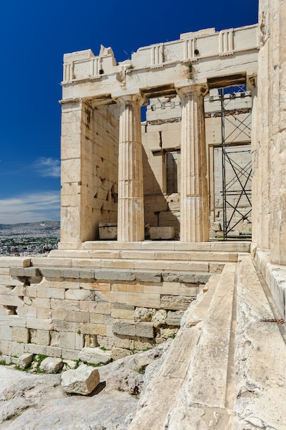 Detalhes da entrada da Acrópole, Atenas, Grécia