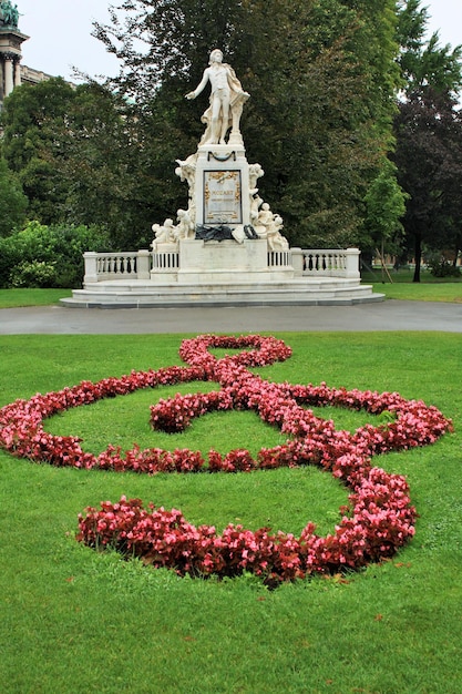 Detalhes da estátua de Mozzart em Viena Áustria