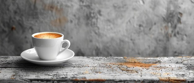 Detalhes de uma natureza morta uma chávena de café e fotos antigas em preto e branco vista superior