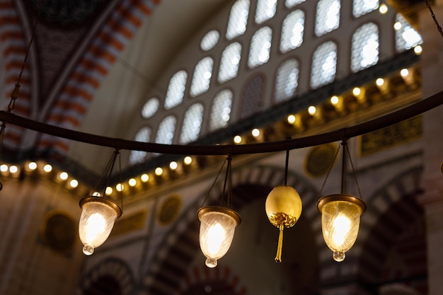 Foto detalhes do interior da mesquita em vista de perto