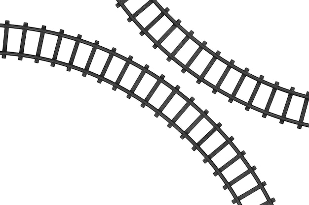 Detalhes do modelo de ferrovia de plástico preto isolado sobre o branco