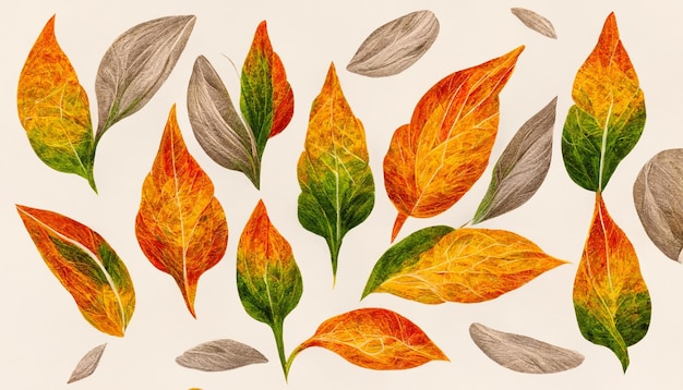 Detalhes florais e textura do outono Ilustração de fundo de papel de parede orgânico floral abstrato com linha orgânica as folhas estão alinhadas juntas