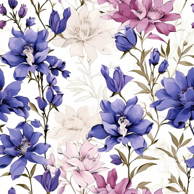Foto detallado fondo floral de acuarela con larkspur en múltiples colores
