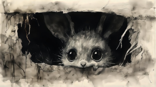 Un detallado retrato de conejo oscuro en estilo de arte de anime